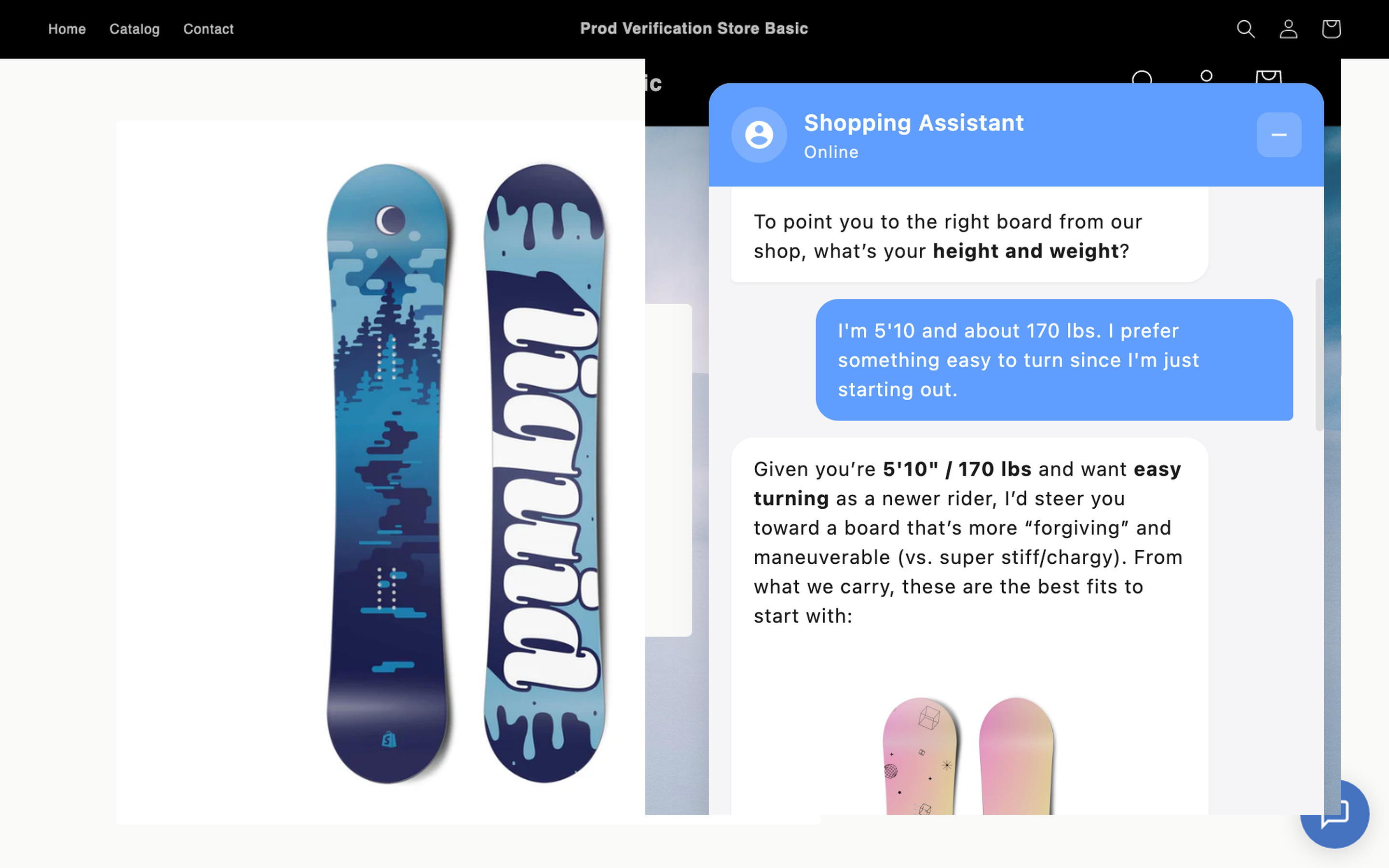 AI Shopping Assistant helping a customer find the right product through natural conversation